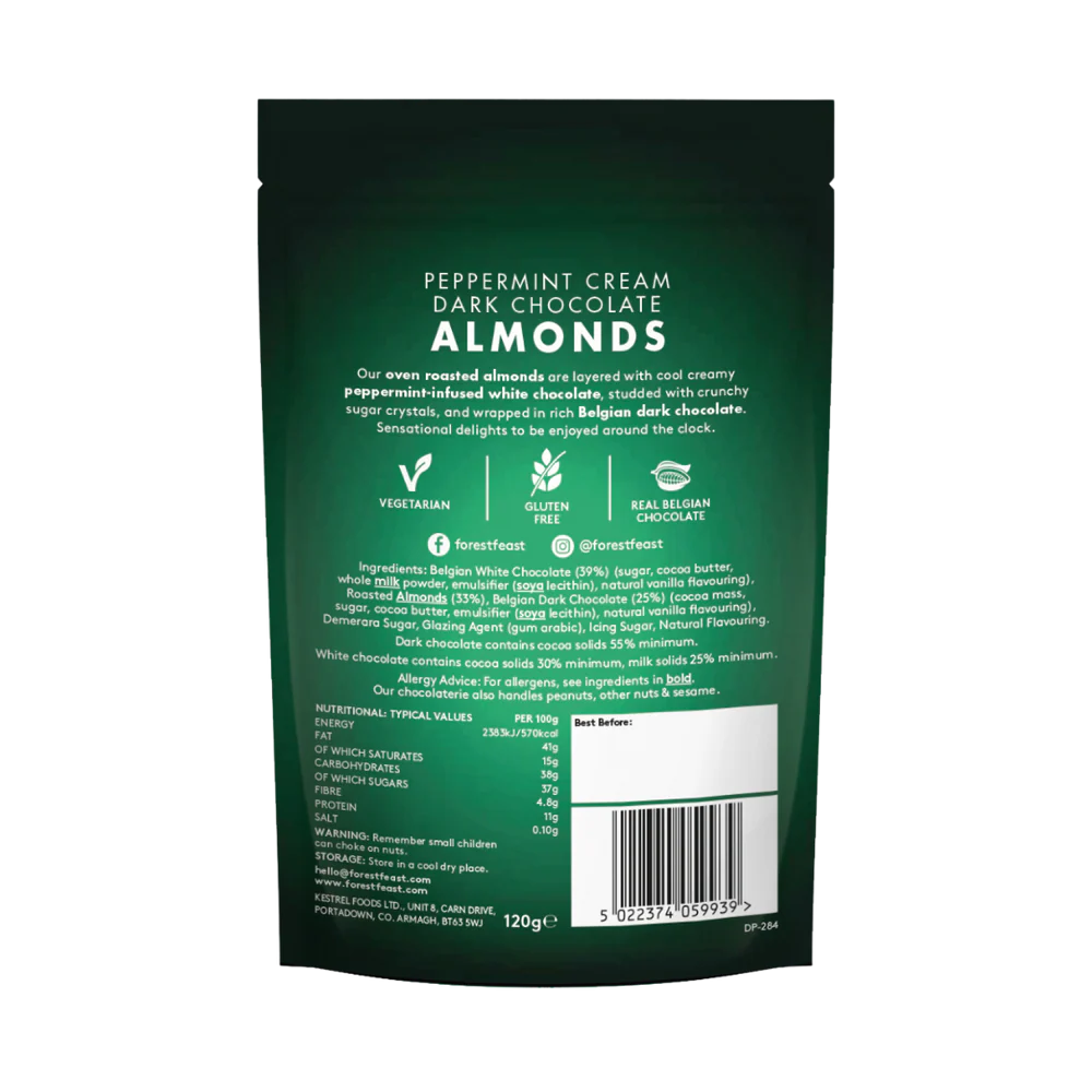 Forest Feast Peppermint Cream Dark Chocolate Almonds